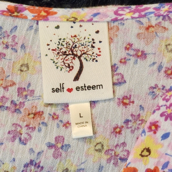 Floral Long Sleeve Smocked Crop V-Neck Blouse Juniors Size L - Picture 8 of 8